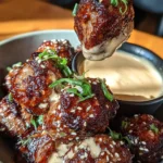 Korean BBQ Meatballs with Spicy Mayo Dip