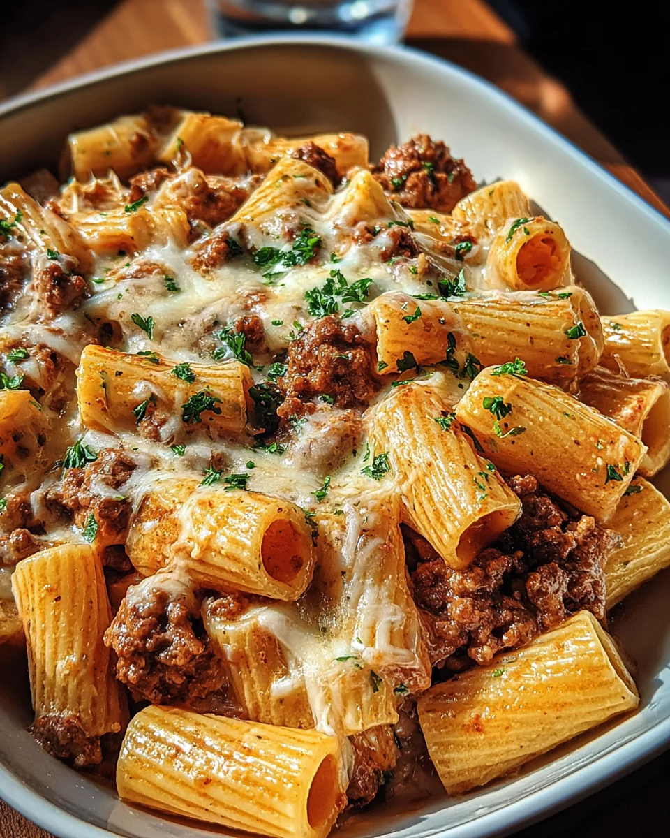 Creamy Parmesan Beef Rigatoni