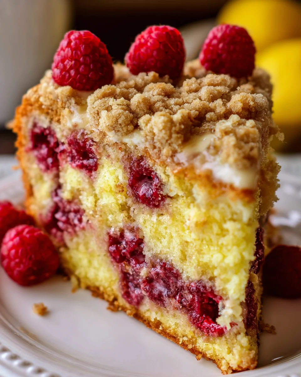 Easy Lemon Raspberry Cake with Crumb Topping