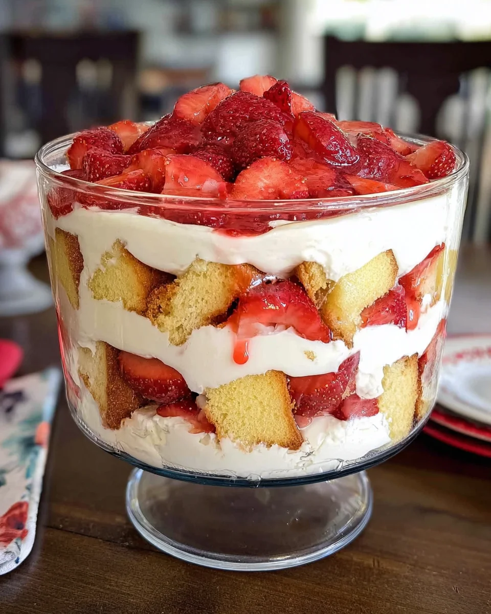Easy Strawberry Trifle with Pound Cake