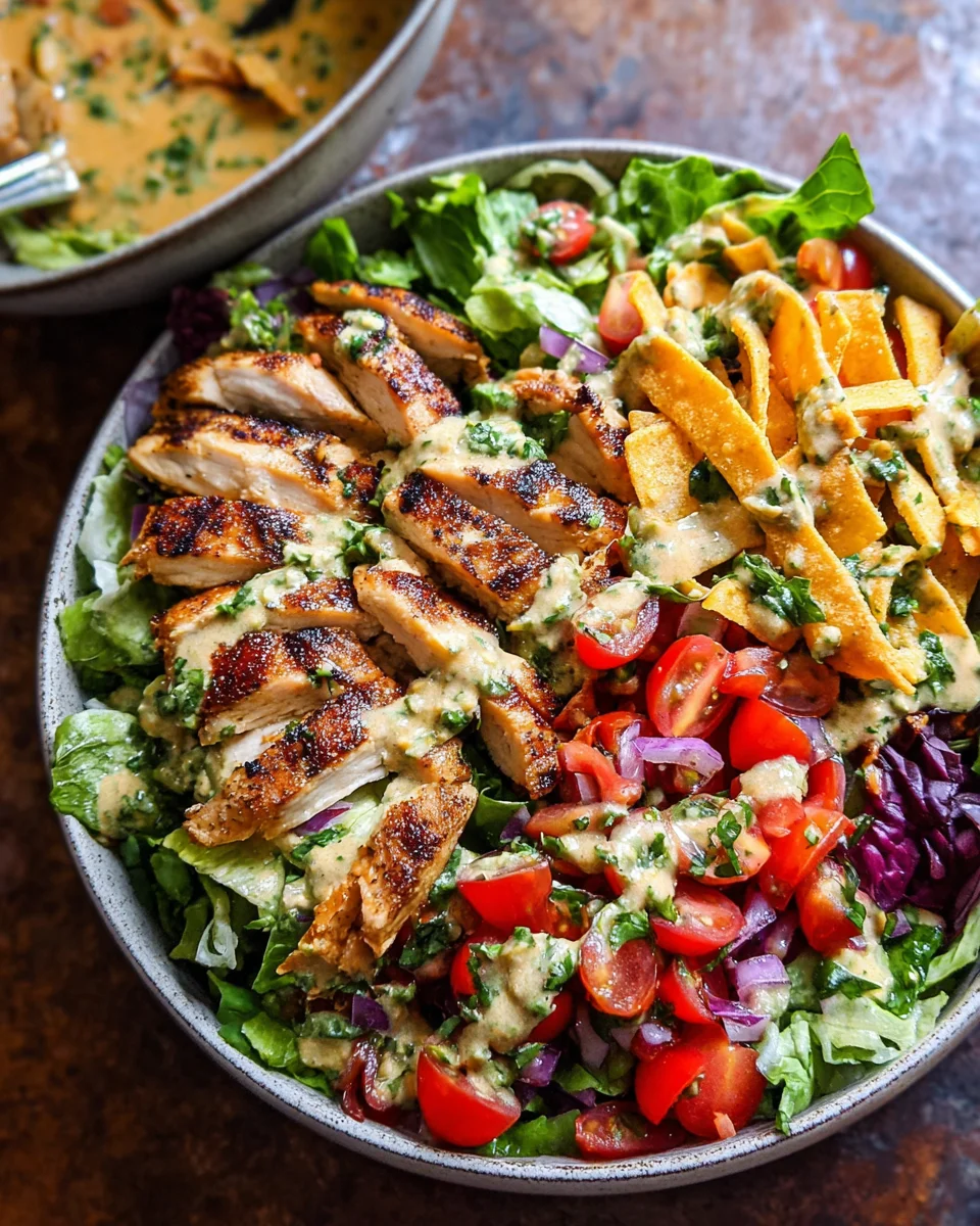 Fiesta Ranch Salad with Salsa Verde Chicken