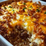 French Onion Ground Beef and Rice Casserole