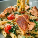 Healthy & Creamy Tuscan Salmon Pasta