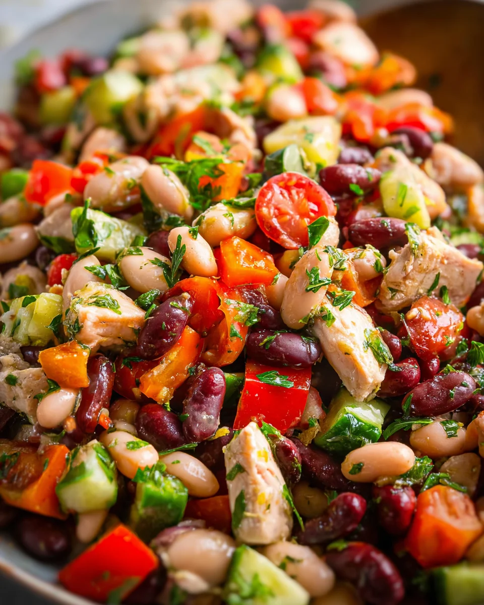 High-Protein Dense Bean Salad with Chicken