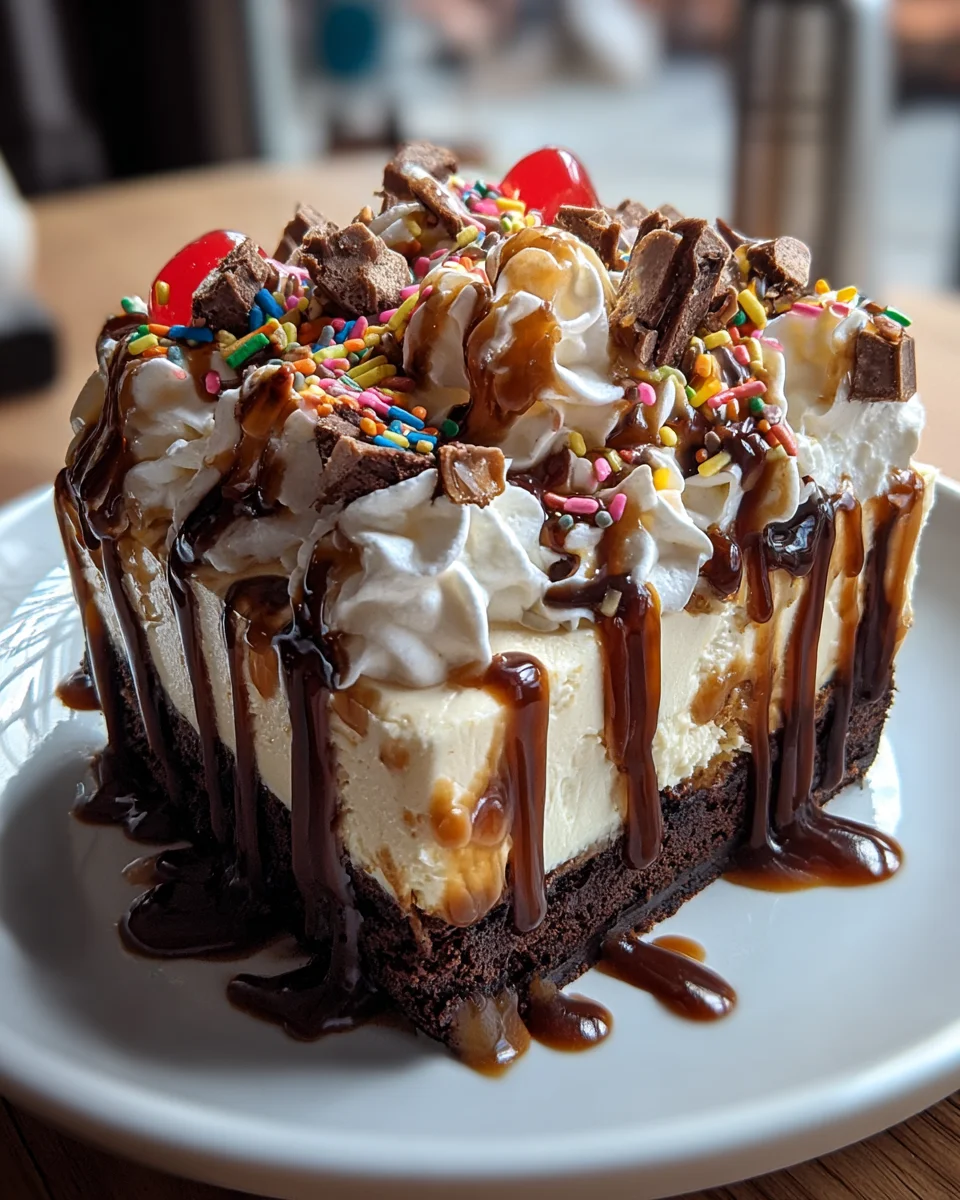 Hot Fudge Sundae Brownie Cheesecake