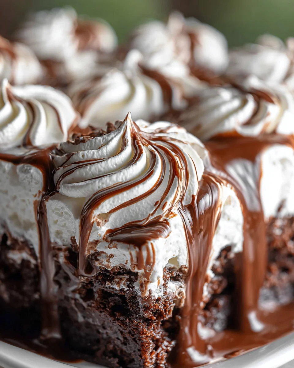 Marshmallow Chocolate Poke Cake