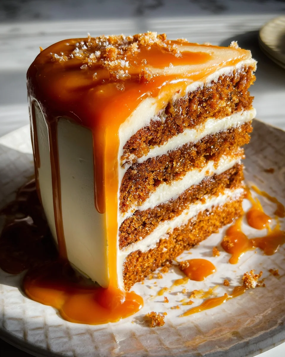 Pumpkin Cake with Cream Cheese Frosting and Salted Caramel Drizzle 33 Pumpkin