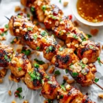 Easy Grilled Asian Chicken Skewers with Honey Garlic Sauce