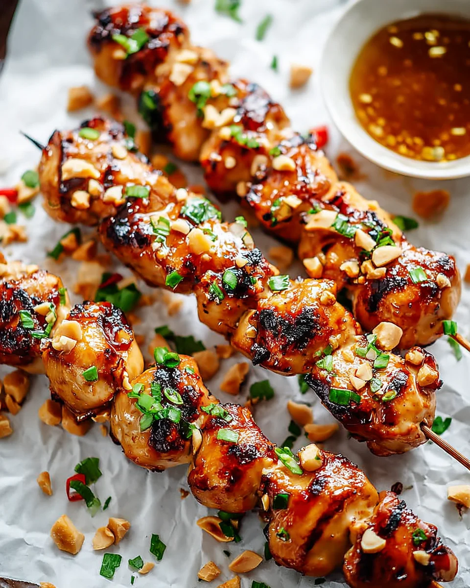 Easy Grilled Asian Chicken Skewers with Honey Garlic Sauce