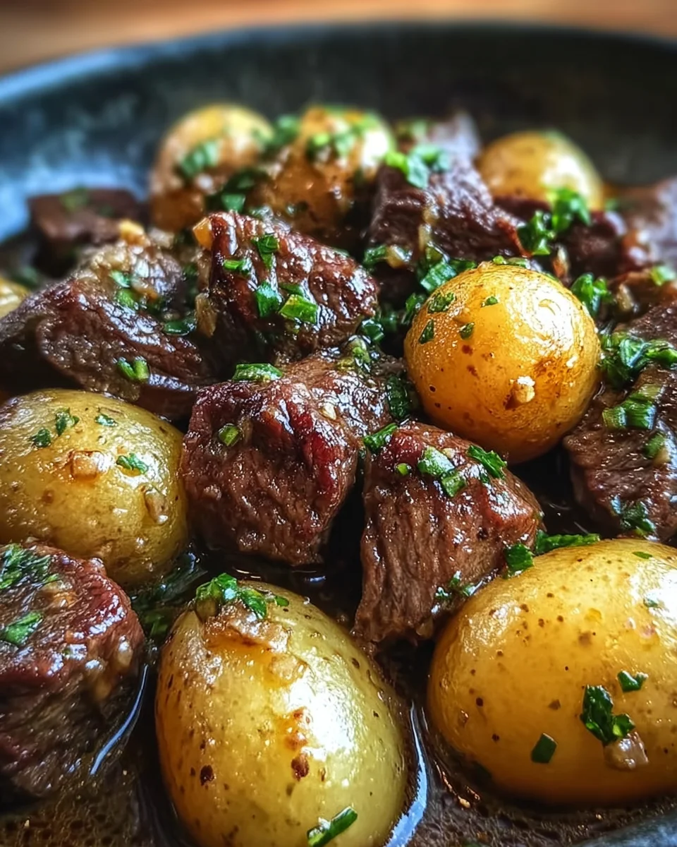 Garlic Butter Beef Bites with Potatoes