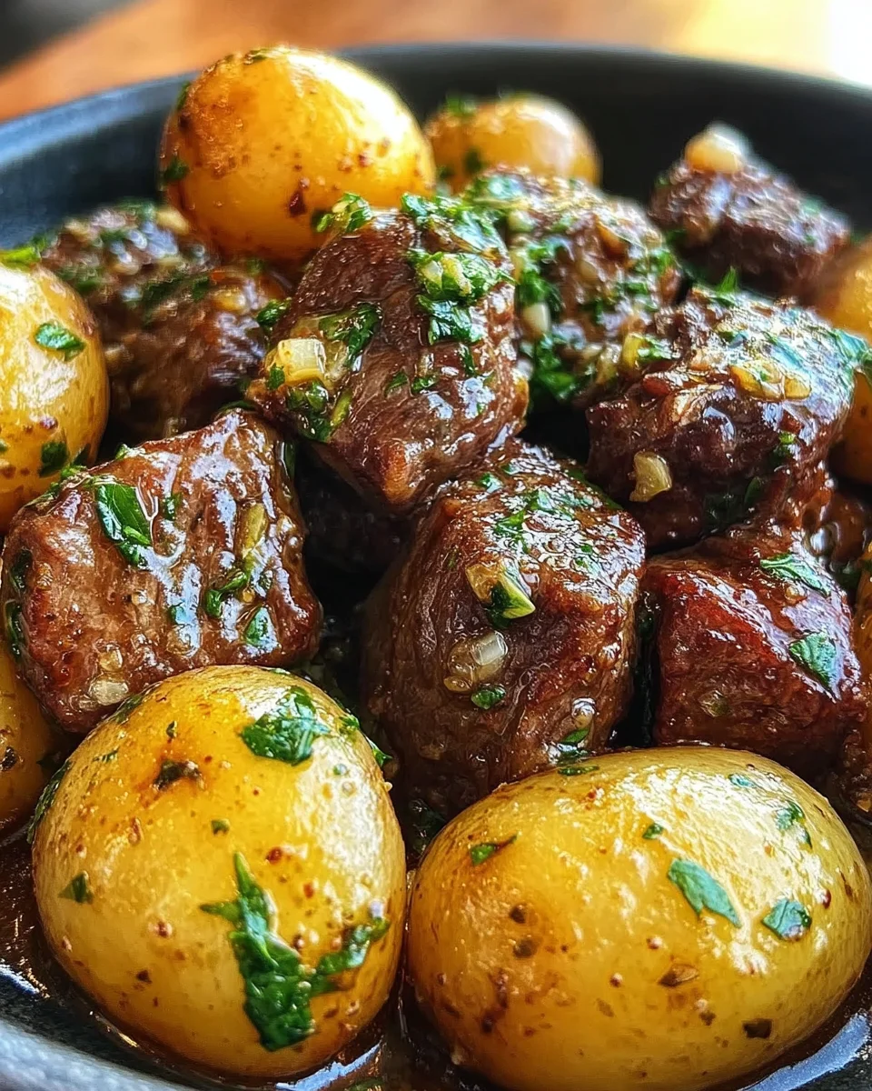 Garlic Butter Beef Bites with Potatoes 24 Garlic