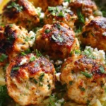Greek Chicken Meatballs with Lemon Orzo