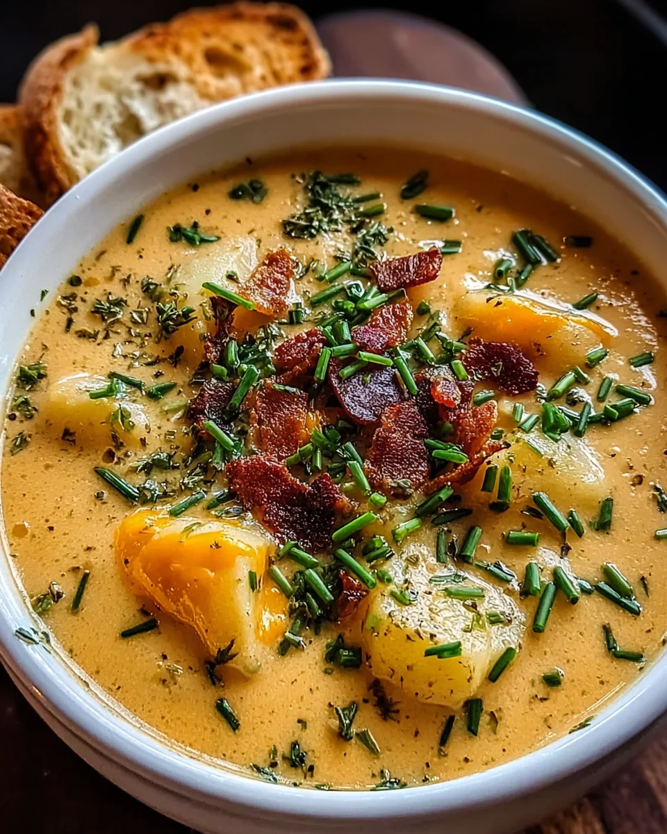 Hearty Cheddar Garlic Herb Potato Soup Recipe