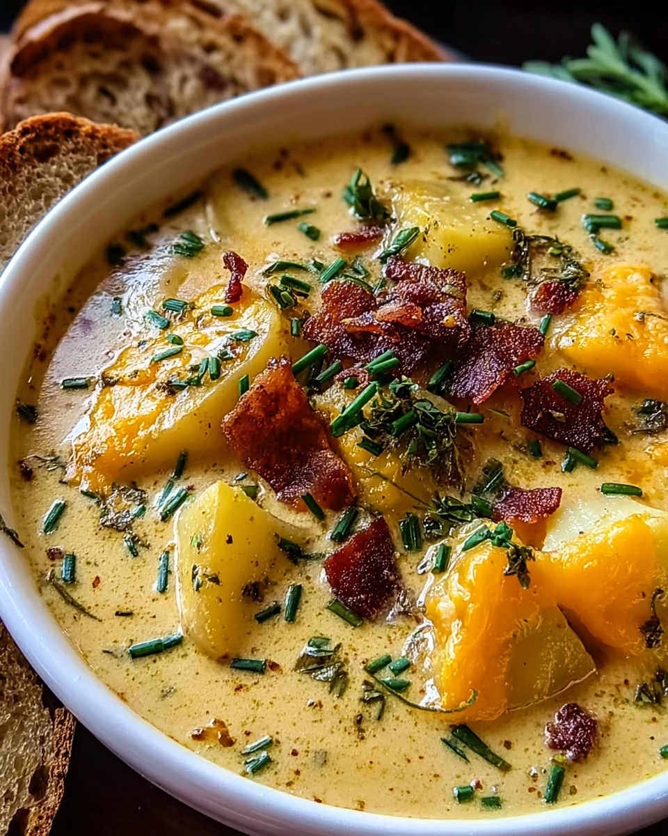 Hearty Cheddar Garlic Herb Potato Soup Recipe 25 Hearty