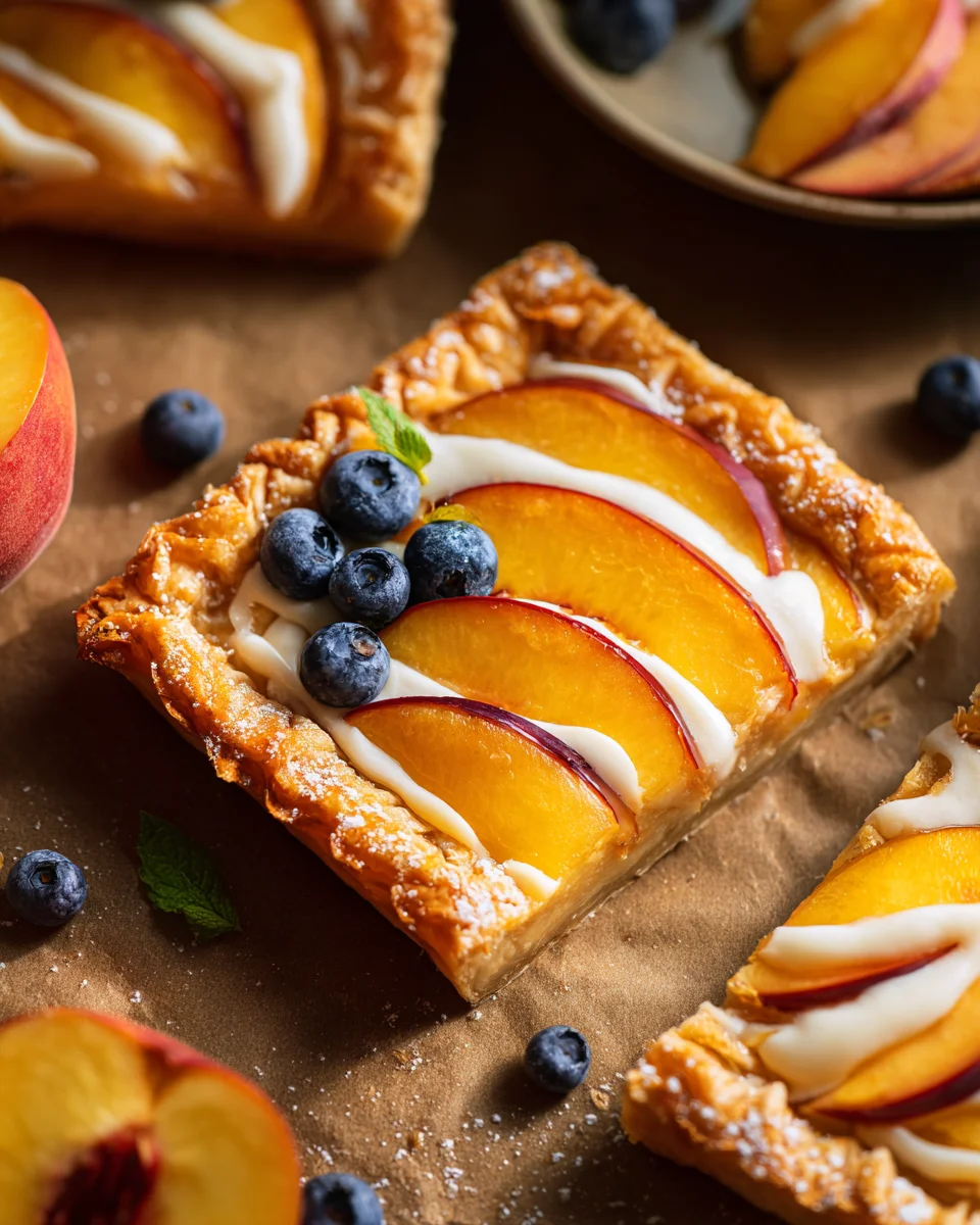 Peaches and Cream Puff Pastry Tart