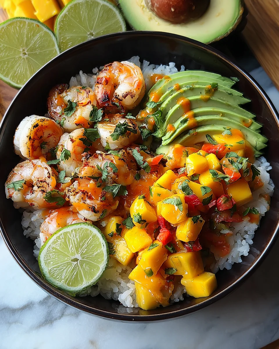 Shrimp and Avocado Bowls with Mango Salsa & Lime-Chili Sauce 18 Shrimp