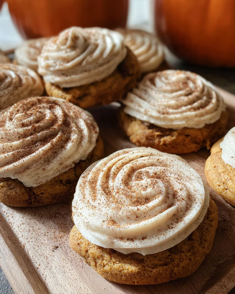 Soft Pumpkin Cookies with Cinnamon Frosting