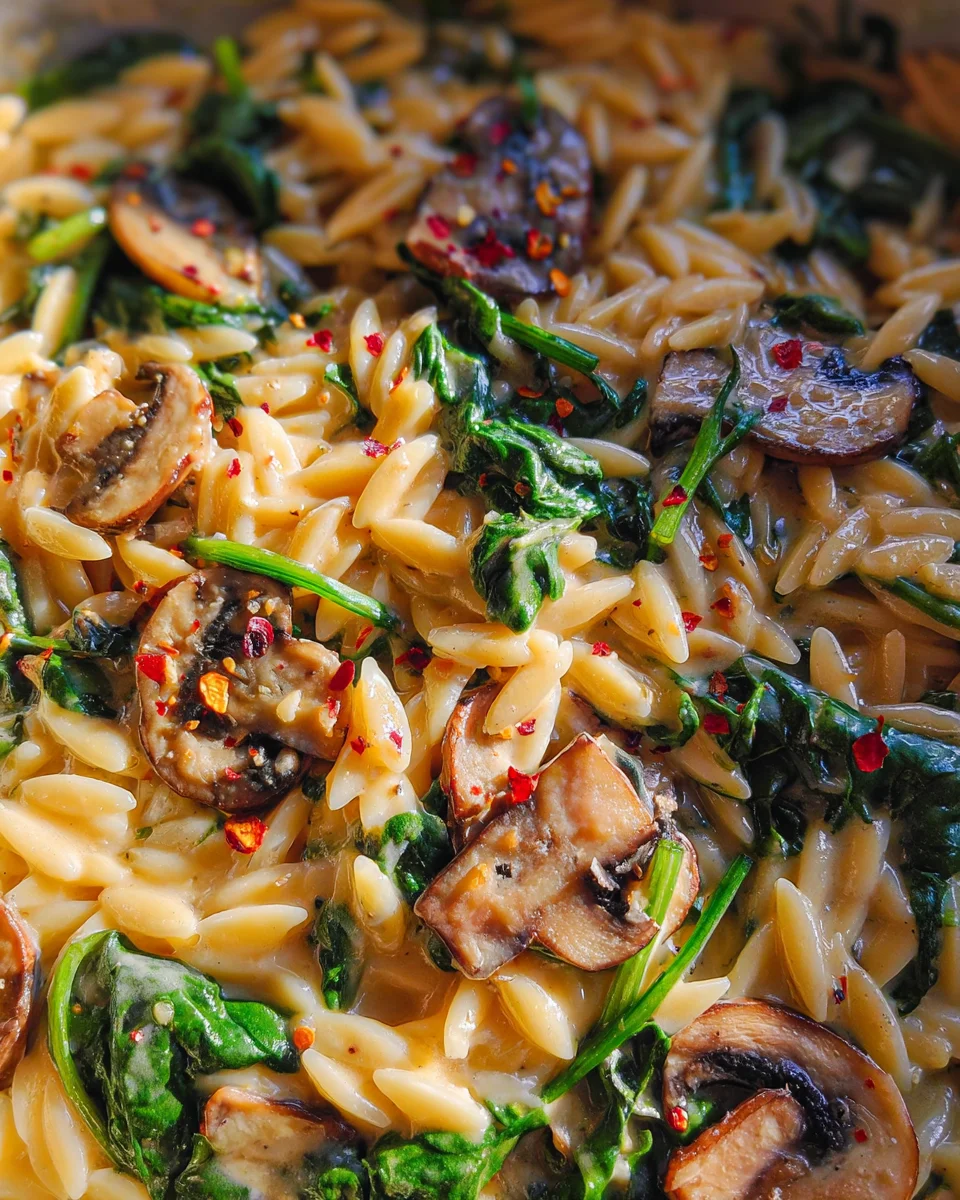 Spinach Mushroom Orzo