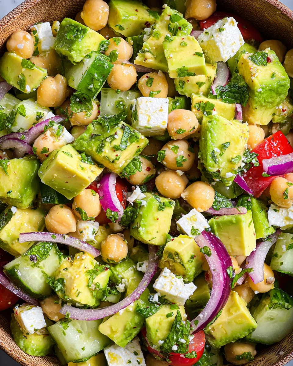 Chickpea Feta Avocado Salad
