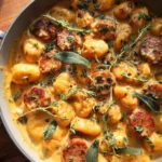 Creamy Butternut Squash Gnocchi with Sausage, Thyme, and Sage