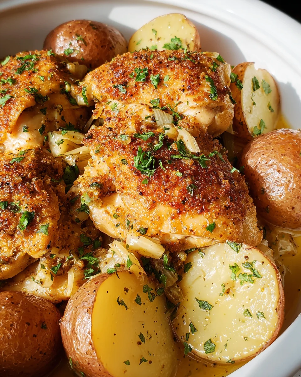 Garlic Parmesan Crockpot Chicken and Potatoes
