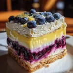 Lemon Blueberry Shortbread Mousse Cake