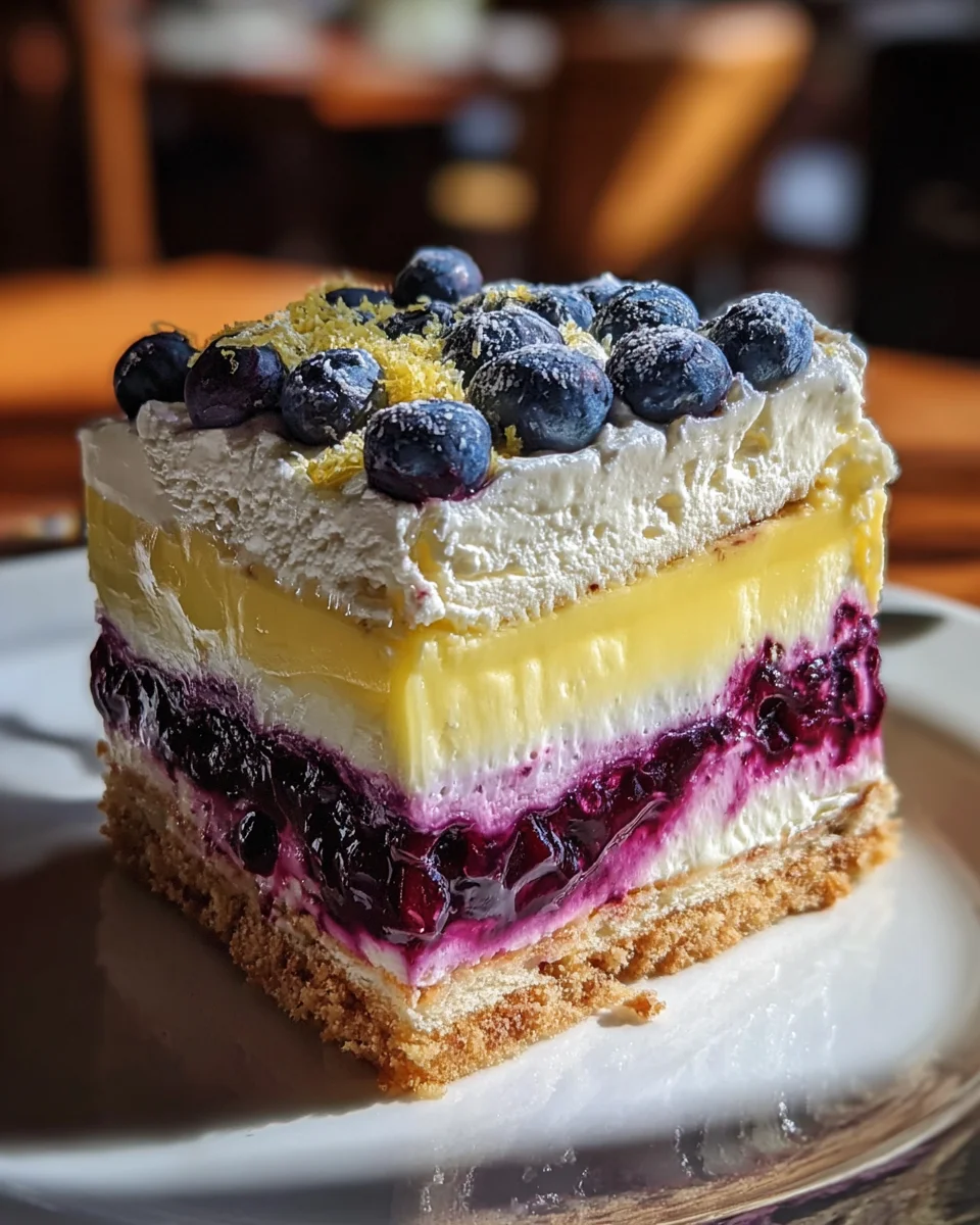 Lemon Blueberry Shortbread Mousse Cake