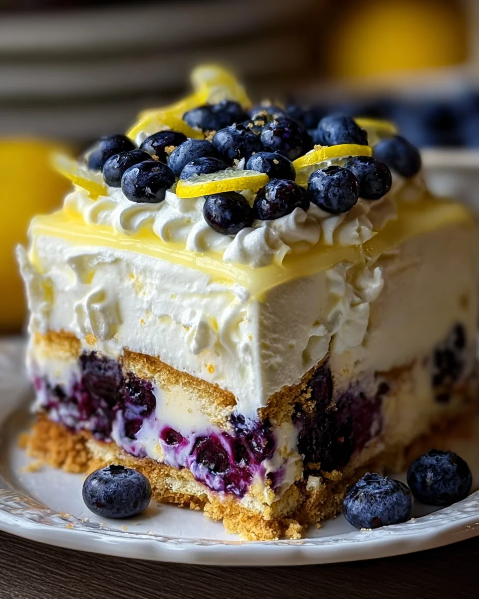 No-Bake Lemon dazzling Blueberry cream Cake