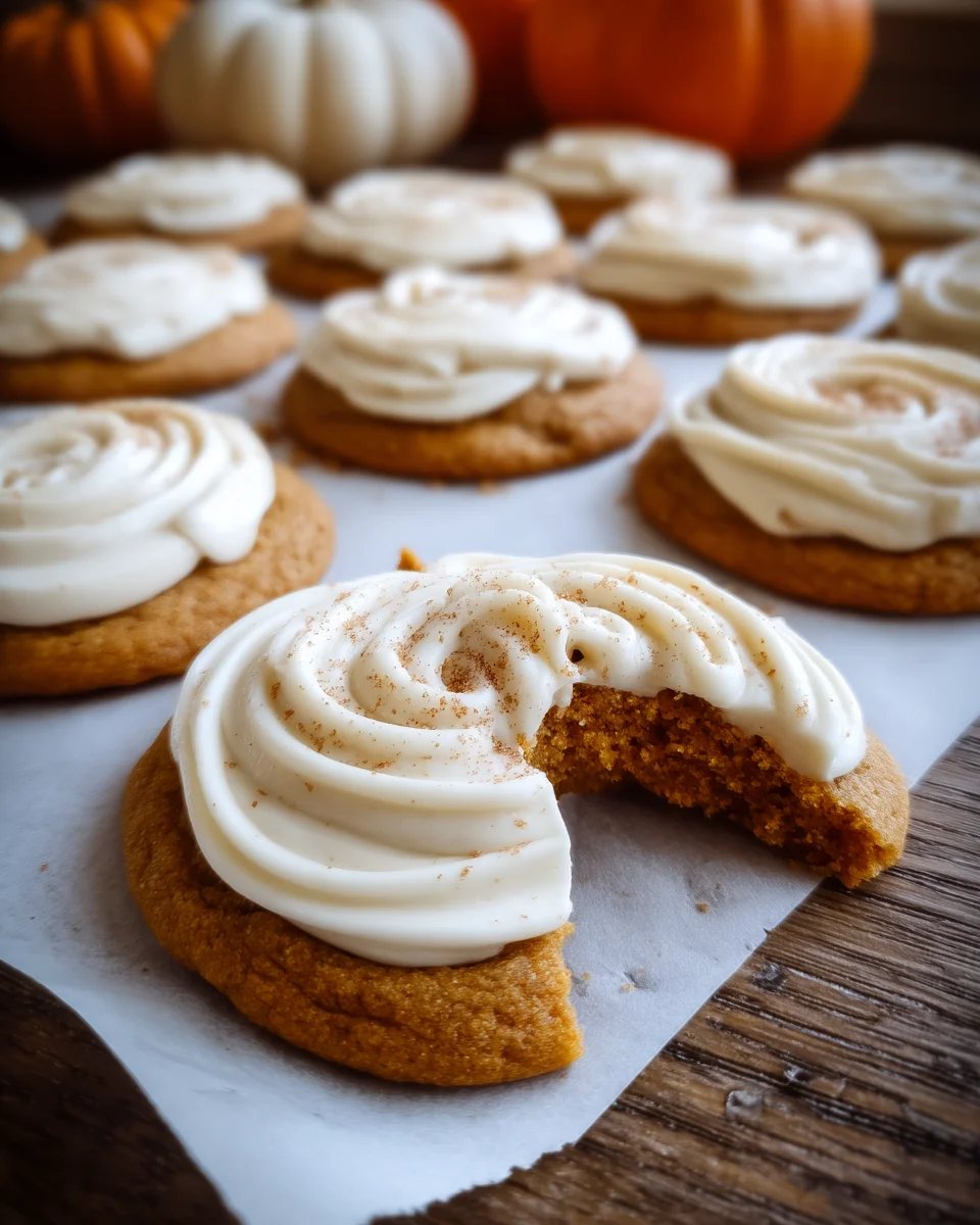 Pumpkin Sugar Cookies with Cream Cheese Frosting