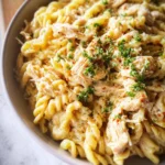 The Best Crockpot Garlic Parmesan Chicken Pasta Recipe