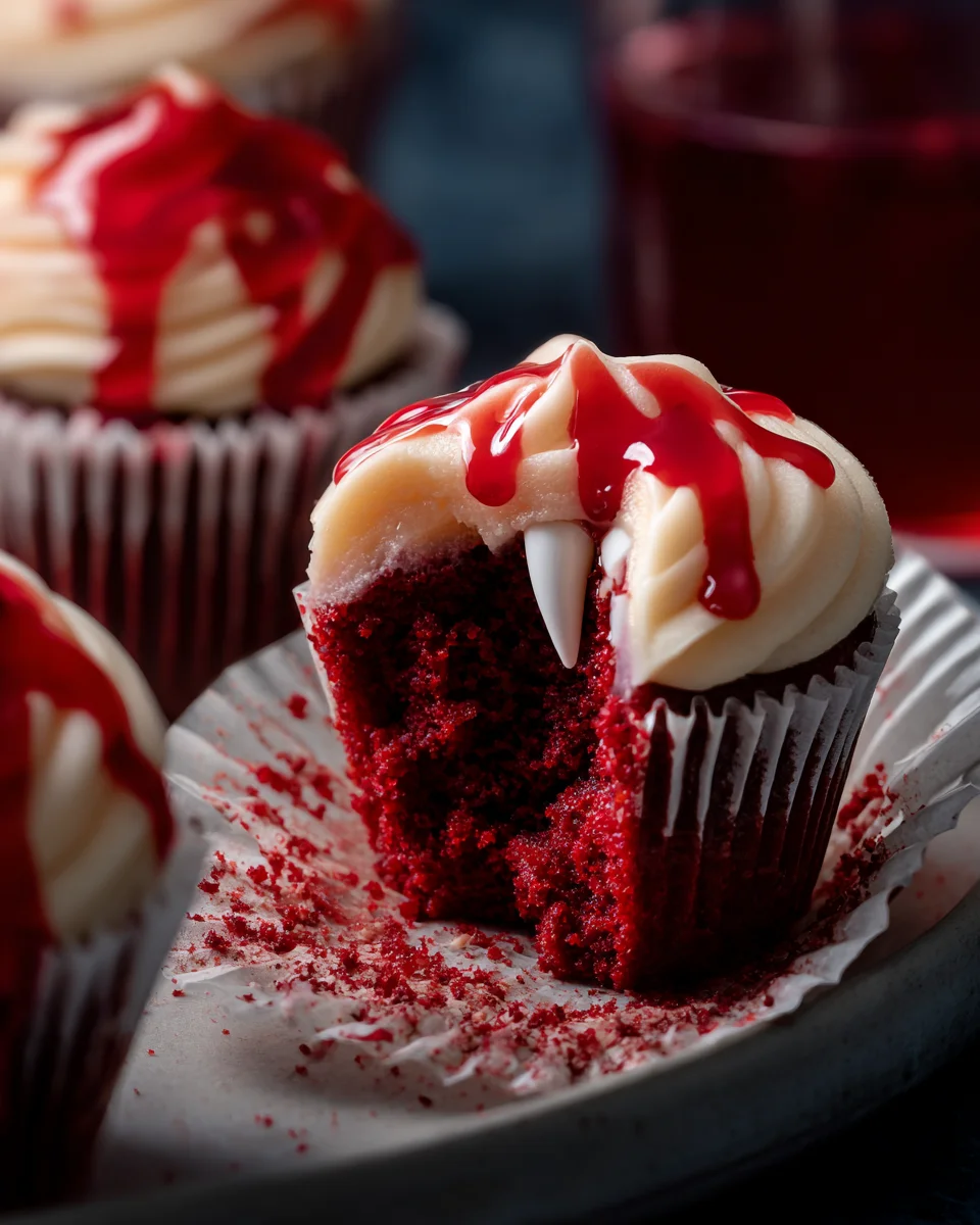 Vampire Bite Halloween Cupcakes