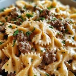 Beef and Bowtie Pasta with Alfredo Sauce