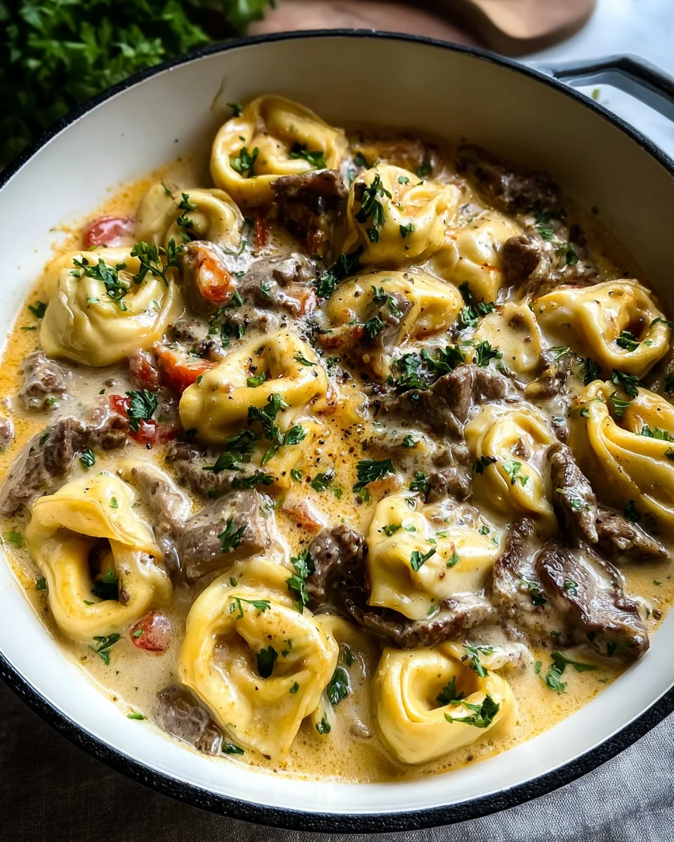 Cheesesteak Tortellini in Creamy Provolone Sauce 23 Cheesesteak Tortellini in Creamy Provolone Sauce