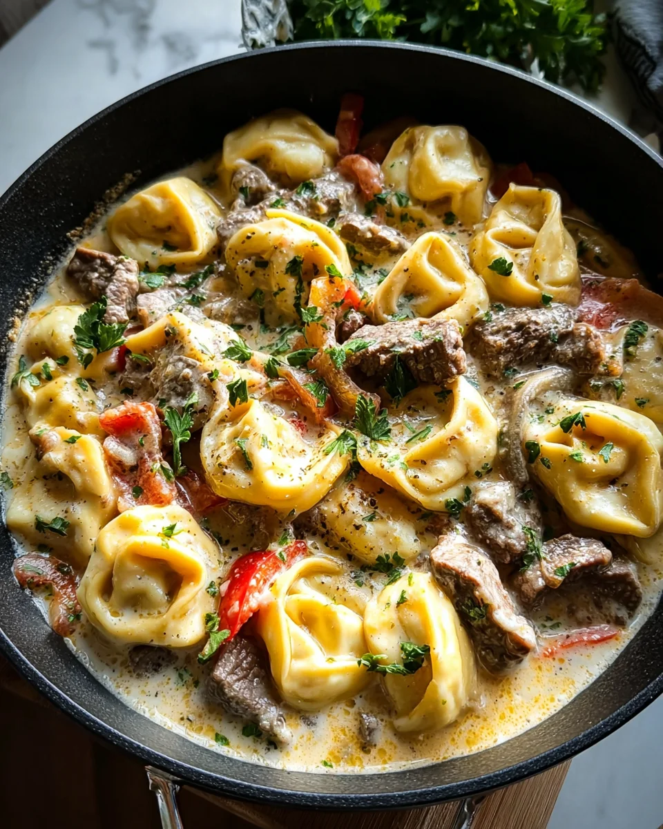 Cheesesteak Tortellini in Creamy Provolone Sauce 25 Cheesesteak
