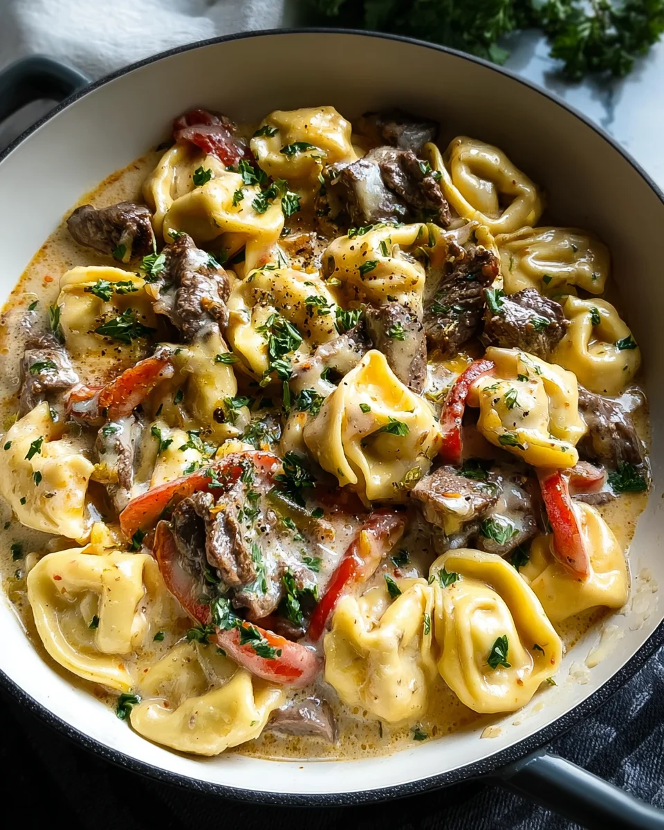 Cheesesteak Tortellini in Creamy Provolone Sauce 26 Cheesesteak