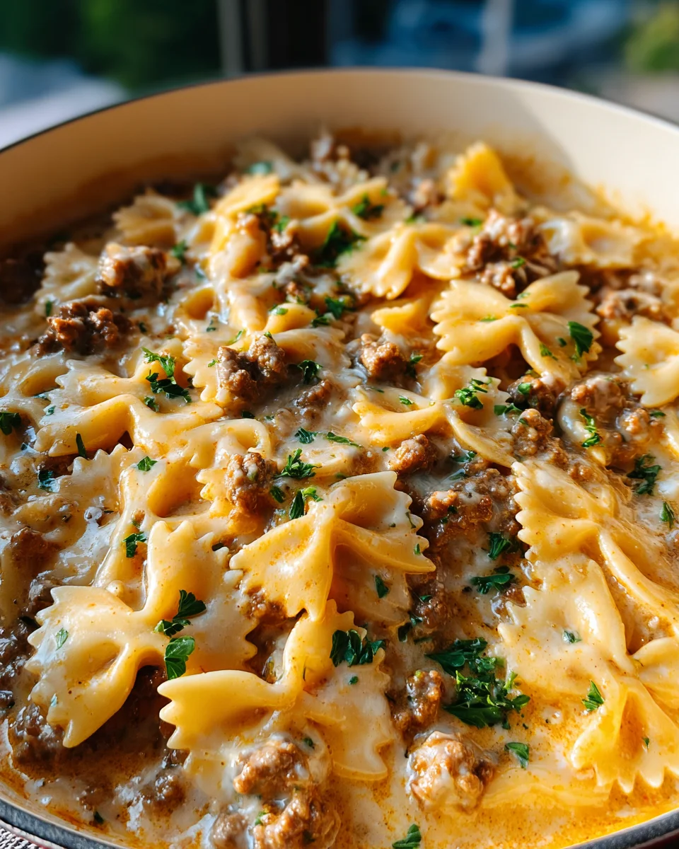Cheesy Beef and Bowtie Pasta in Garlic Butter 30 Cheesy Beef and Bowtie Pasta in Garlic Butter