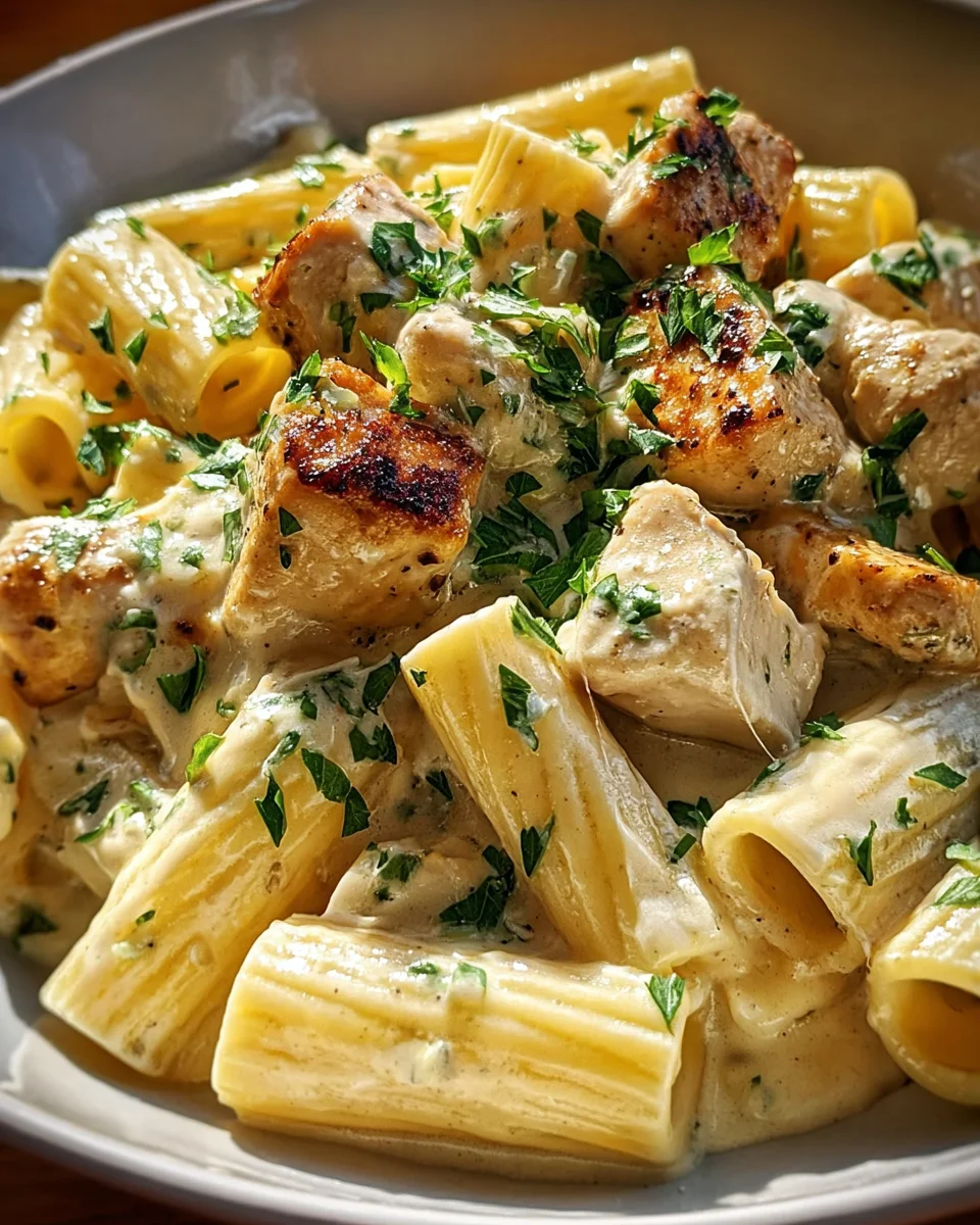 Creamy Garlic Butter Chicken and Rigatoni in Parmesan Sauce 20 Creamy