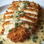 Crispy Parmesan Chicken with a Rich Garlic Sauce