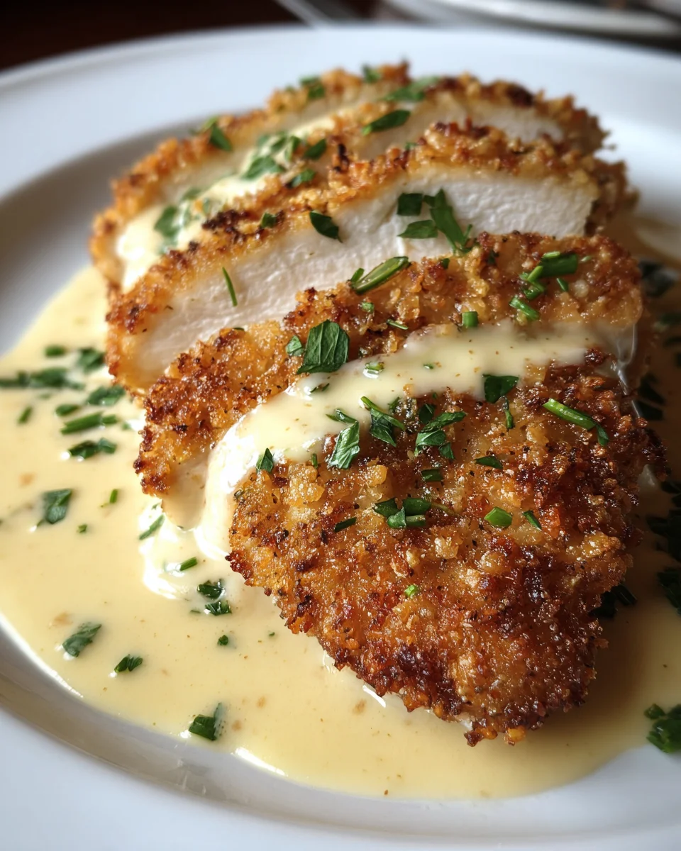 Crispy Parmesan Chicken with a Rich Garlic Sauce 16 Crispy