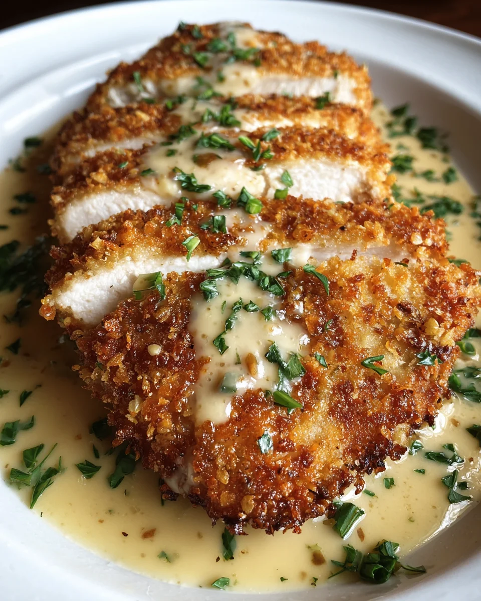Crispy Parmesan Chicken with a Rich Garlic Sauce 17 Crispy