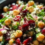 Feta & Cranberry Chickpeas with Lemon Vinaigrette
