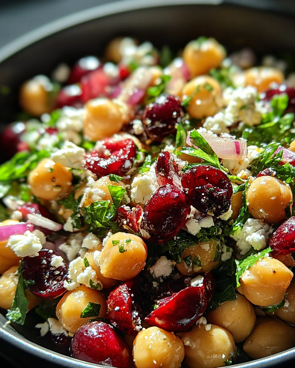 Feta & Cranberry Chickpeas with Lemon Vinaigrette