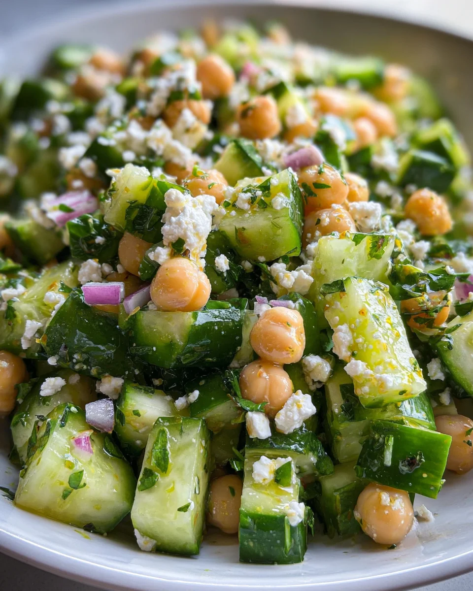 Herby Cucumber Salad with Feta and Chickpeas 19 Herby