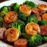 Honey Garlic Shrimp, Sausage, and Broccoli
