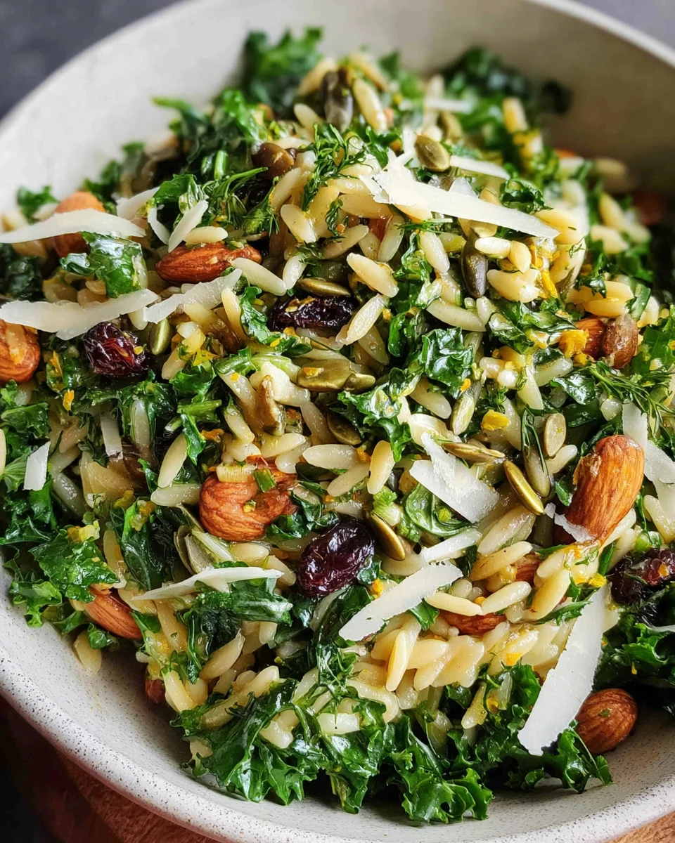 Orzo Kale Salad with Lemon Vinaigrette