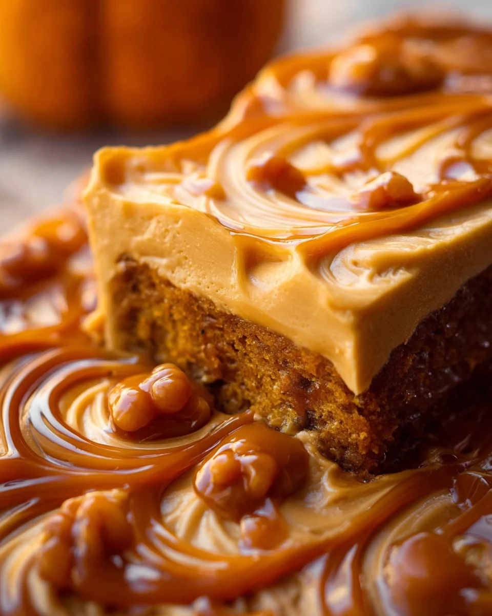 Pumpkin Cake with Caramel Cream Cheese Frosting