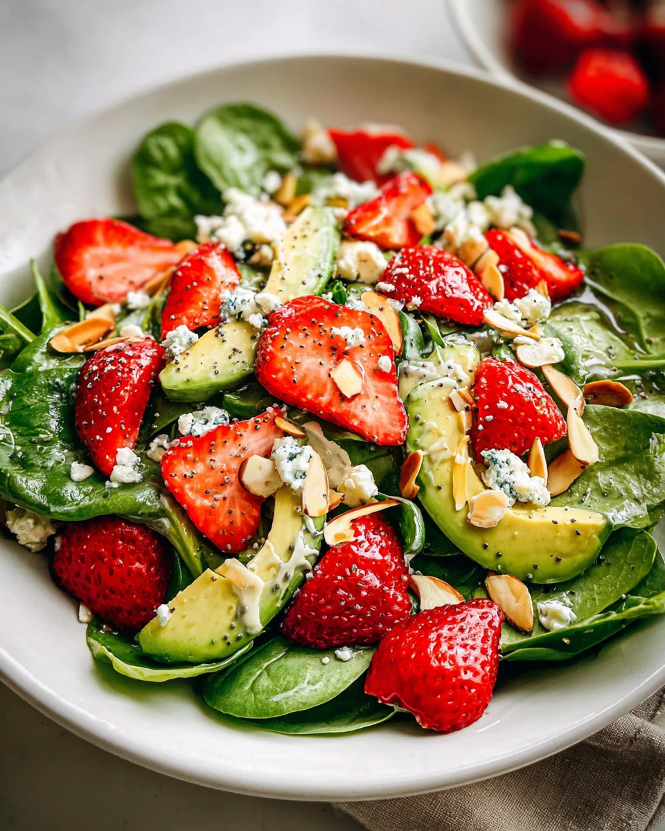 Strawberry Avocado Spinach Salad with Poppyseed Dressing