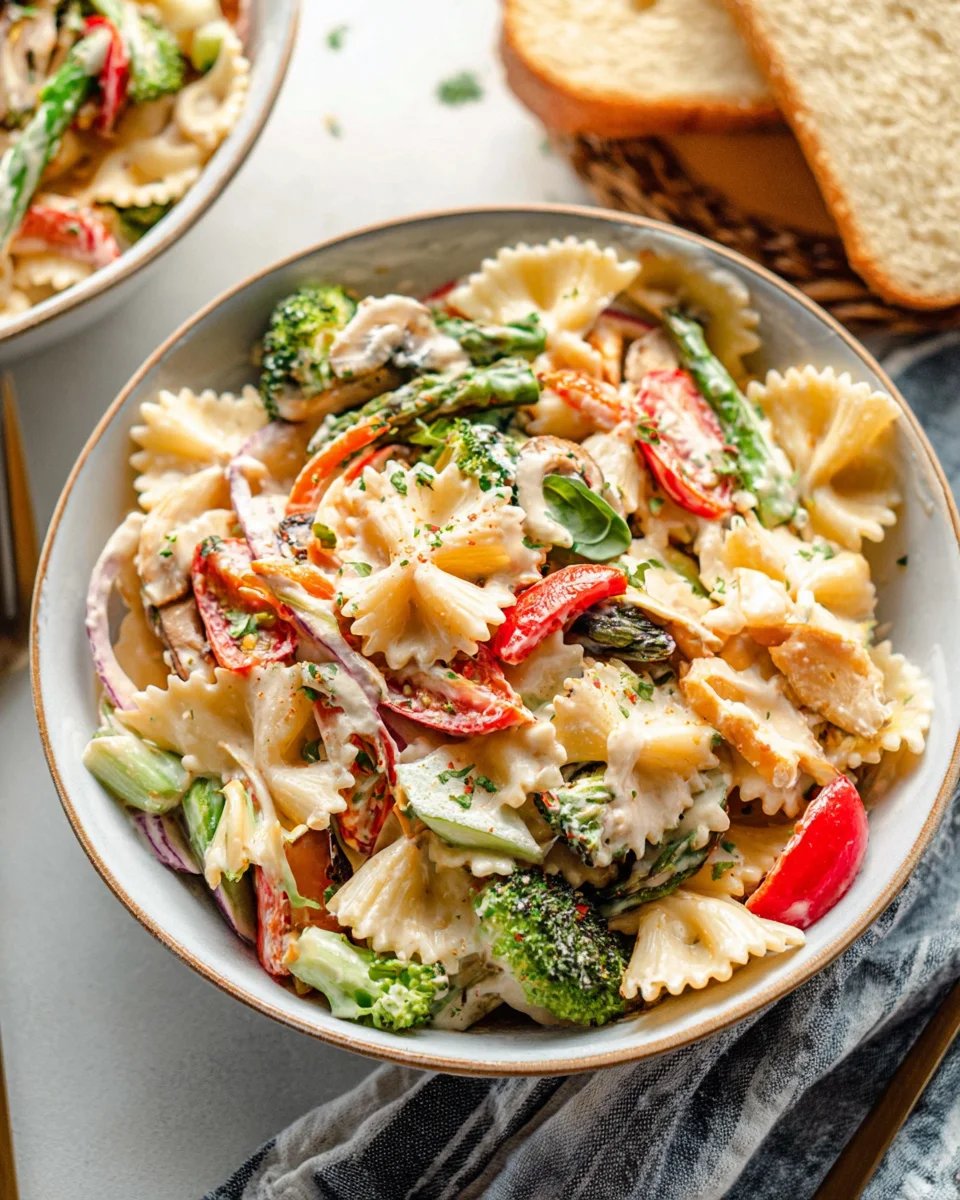 Vegan Pasta Primavera with Creamy Garlic Cashew Sauce 25 Vegan