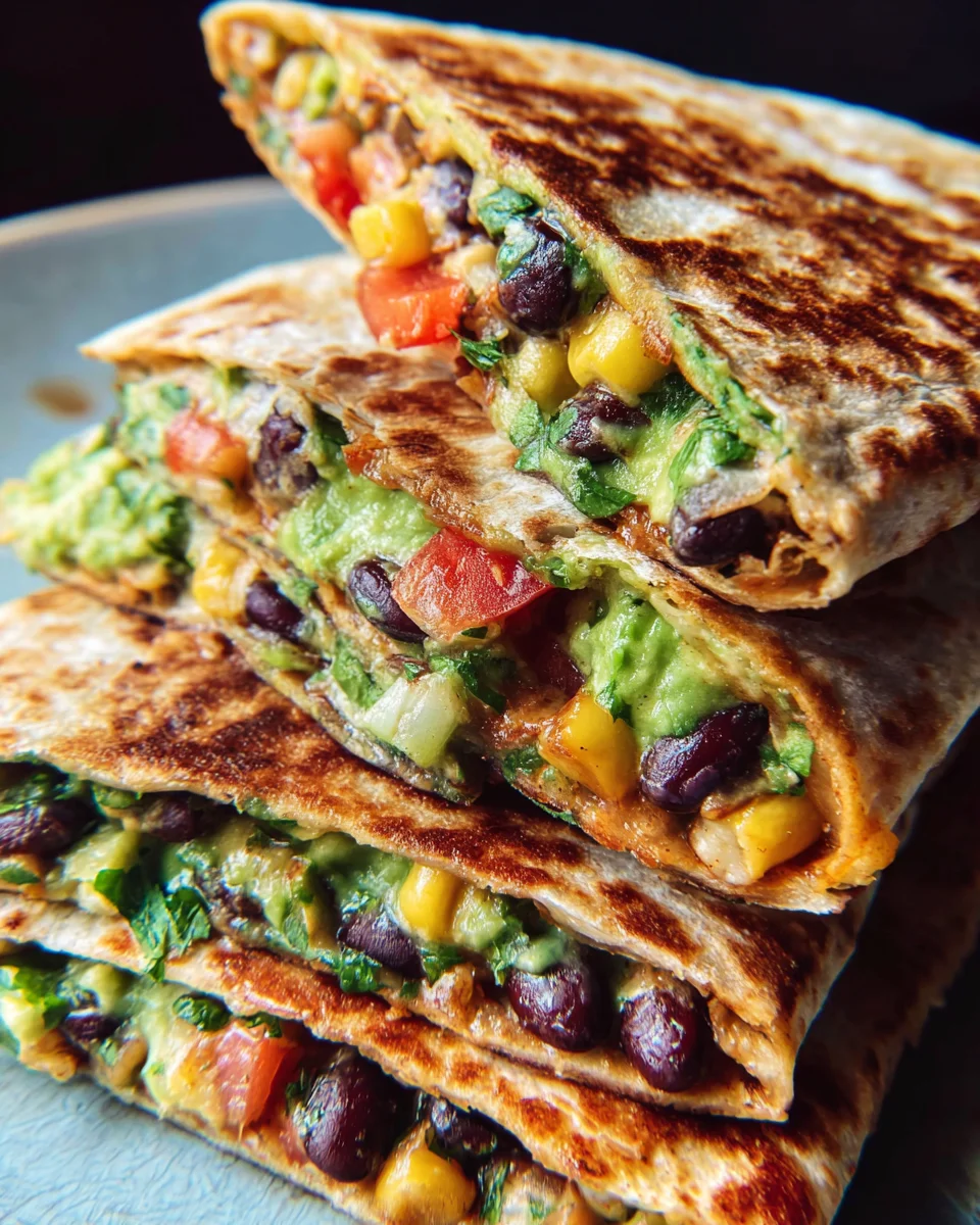 Vegan Quesadillas with Black Beans and Avocado