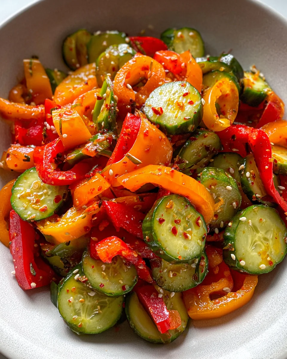 Viral TikTok Cucumber & Bell Pepper Salad